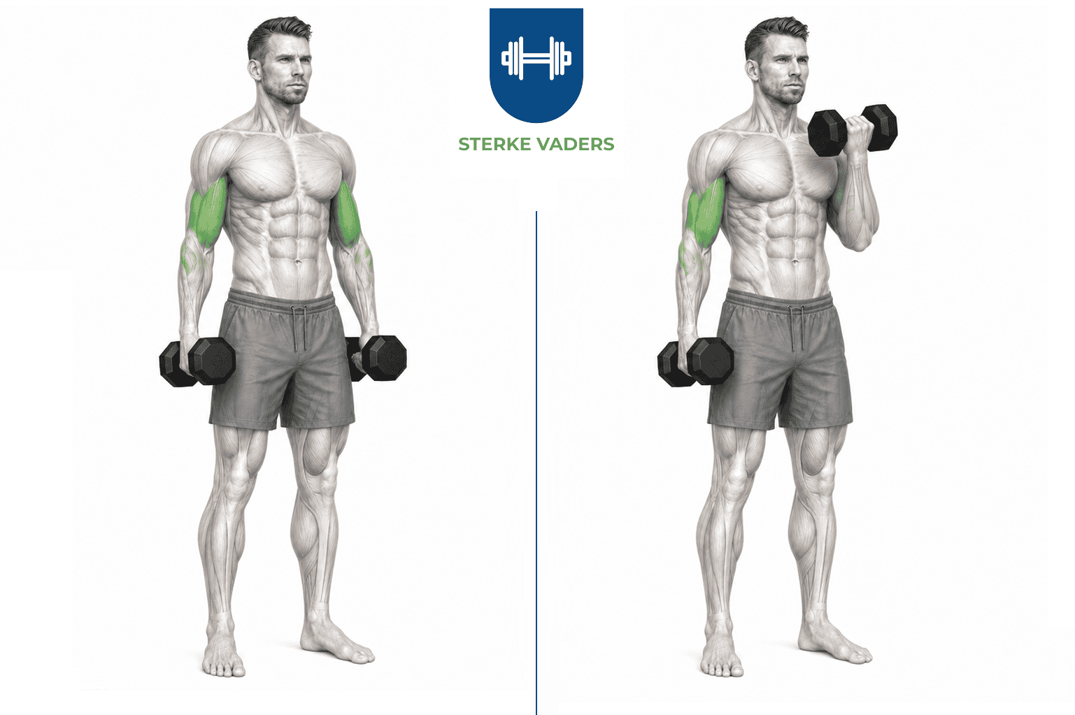 Alternating Bicep Curl uitvoering stap voor stap