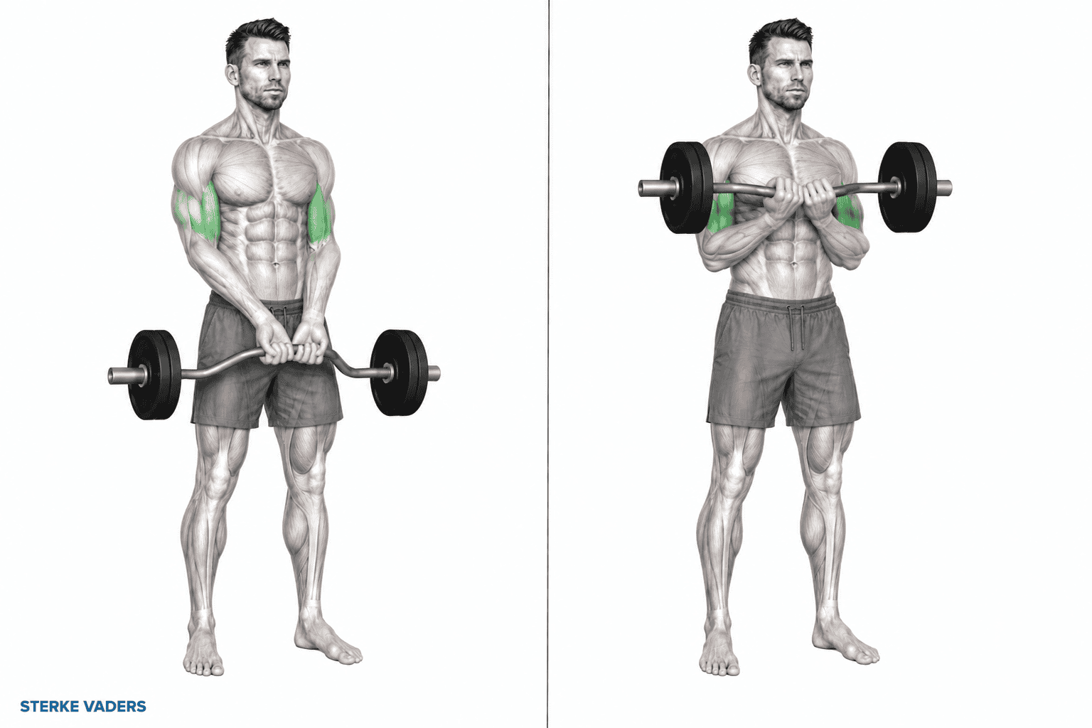 Close Grip Curl EZ-bar uitvoering stap voor stap