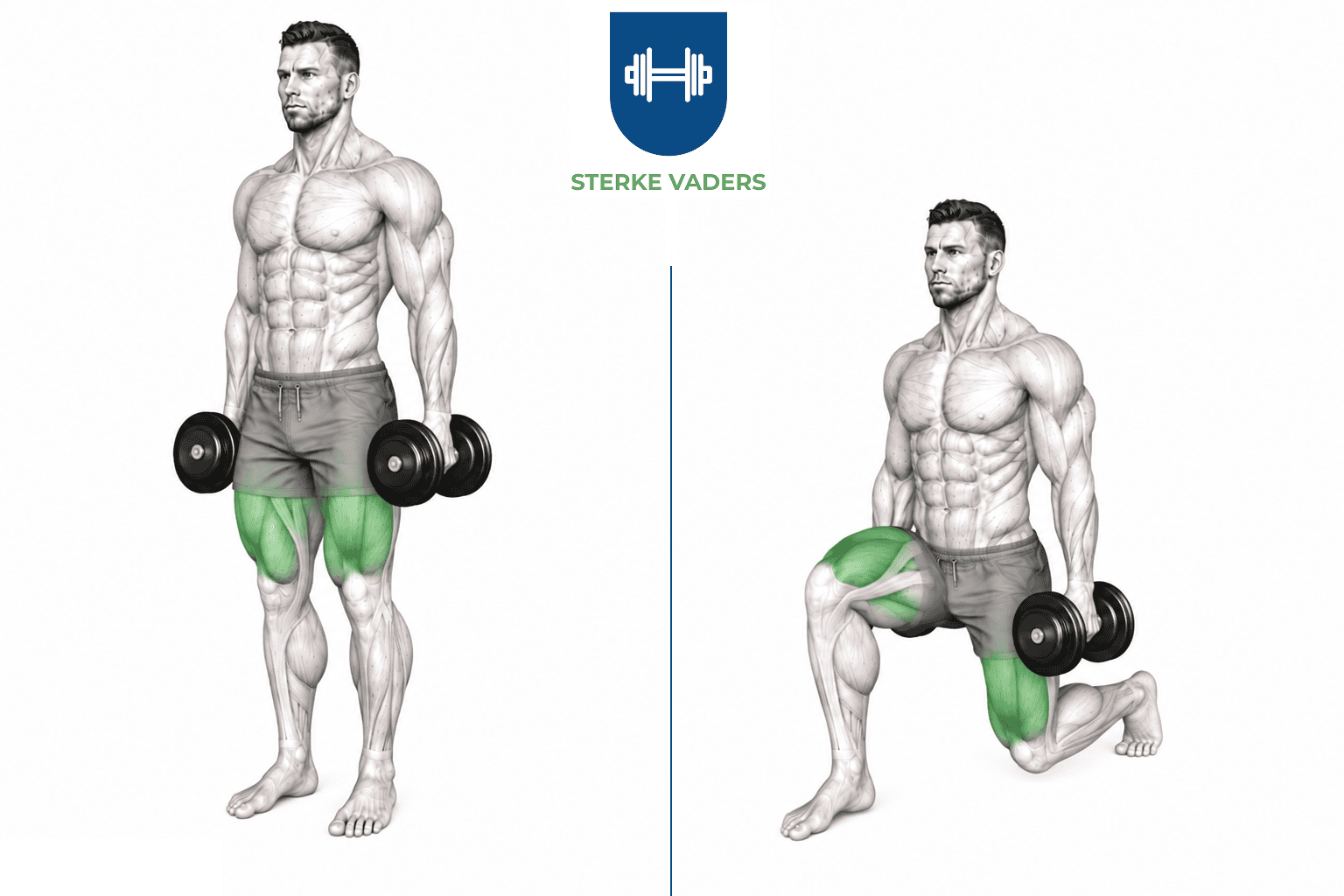 Dumbbell Lunges uitvoering stap voor stap