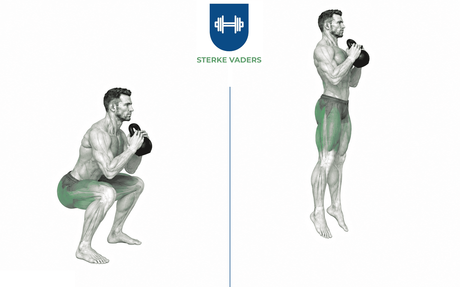 Jump Squats met Kettlebell uitvoering stap voor stap