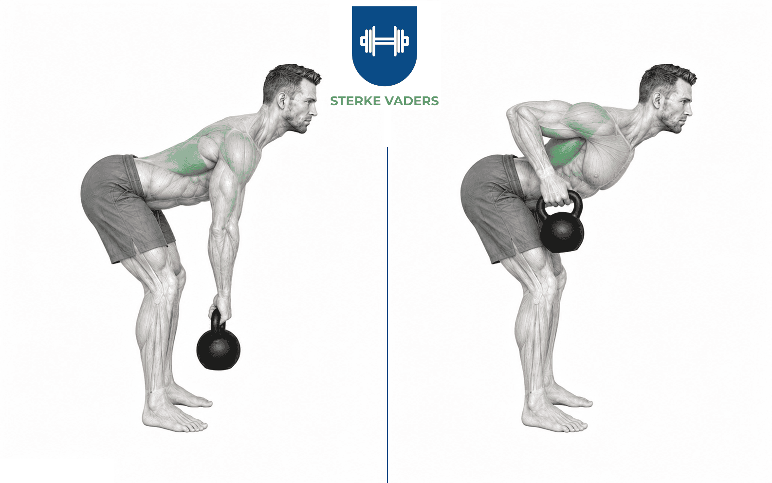 Kettlebell Bent-over Row uitvoering stap voor stap