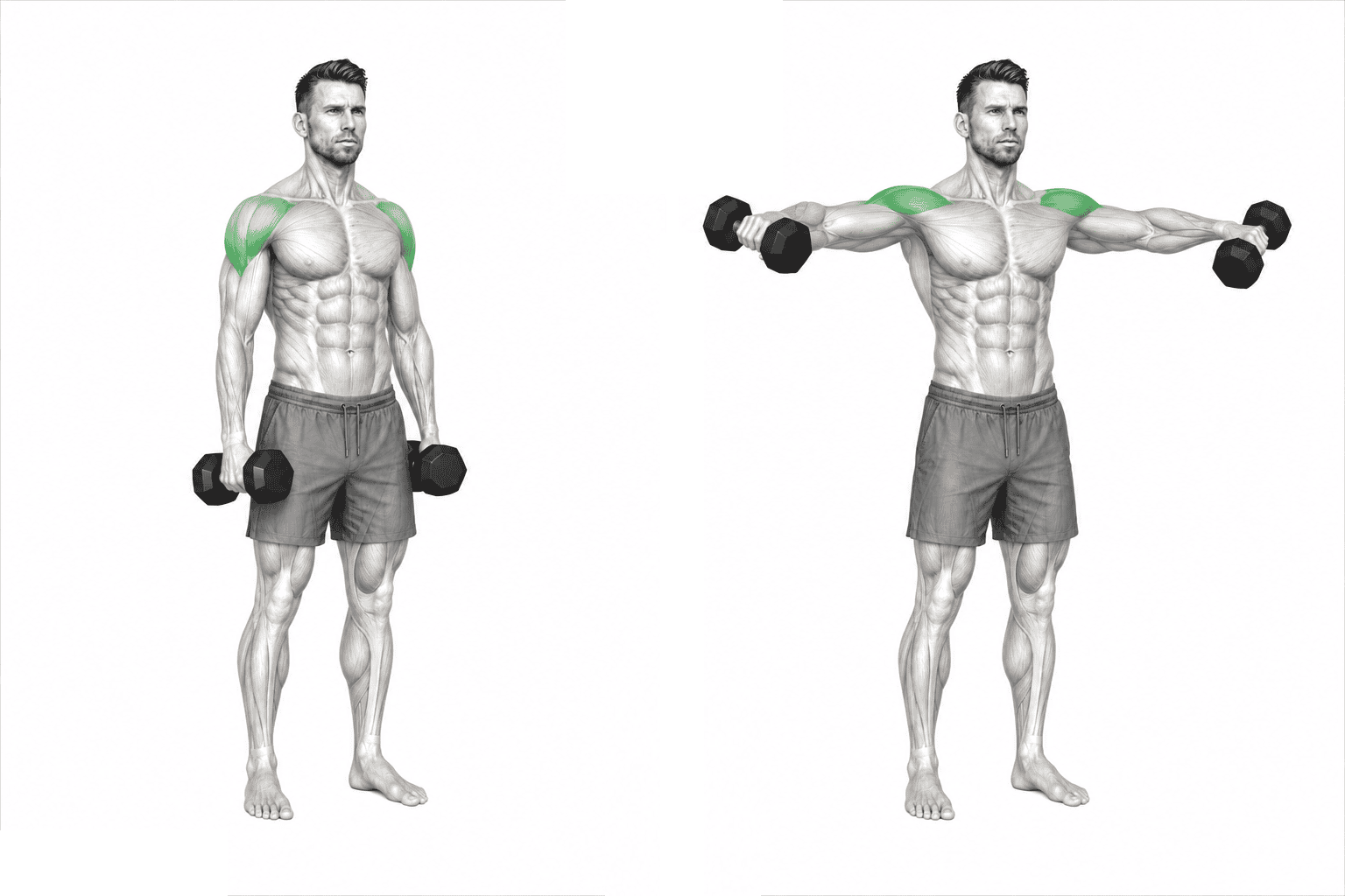 Side Raises Dumbbells uitvoering stap voor stap
